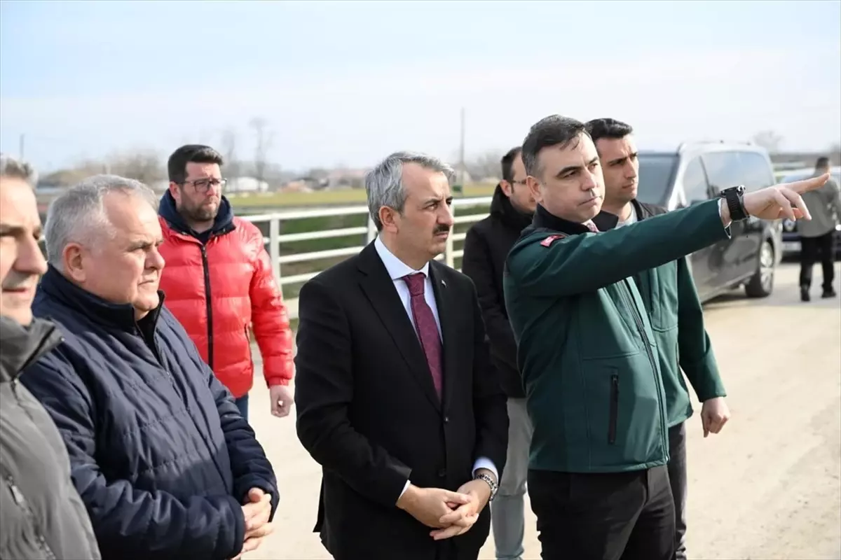 Edirne Valisi Sezer, taşkın sahasında incelemede bulundu