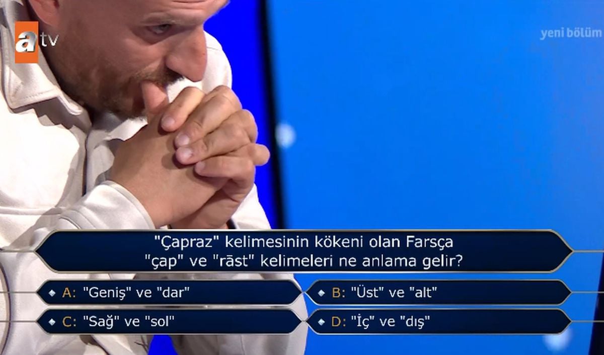 "Çapraz" kelimesinin kökeni olan Farsça "çap" ve "rast" kelimeleri ne anlama gelir?