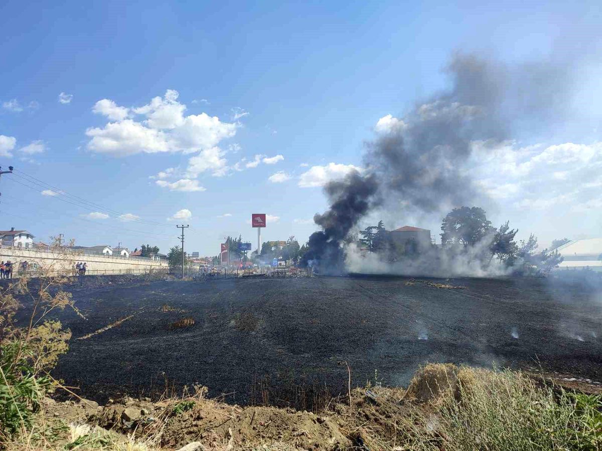 Keşan'da buğday tarlasında çıkan yangın akaryakıt istasyonuna sıçramadan söndürüldü