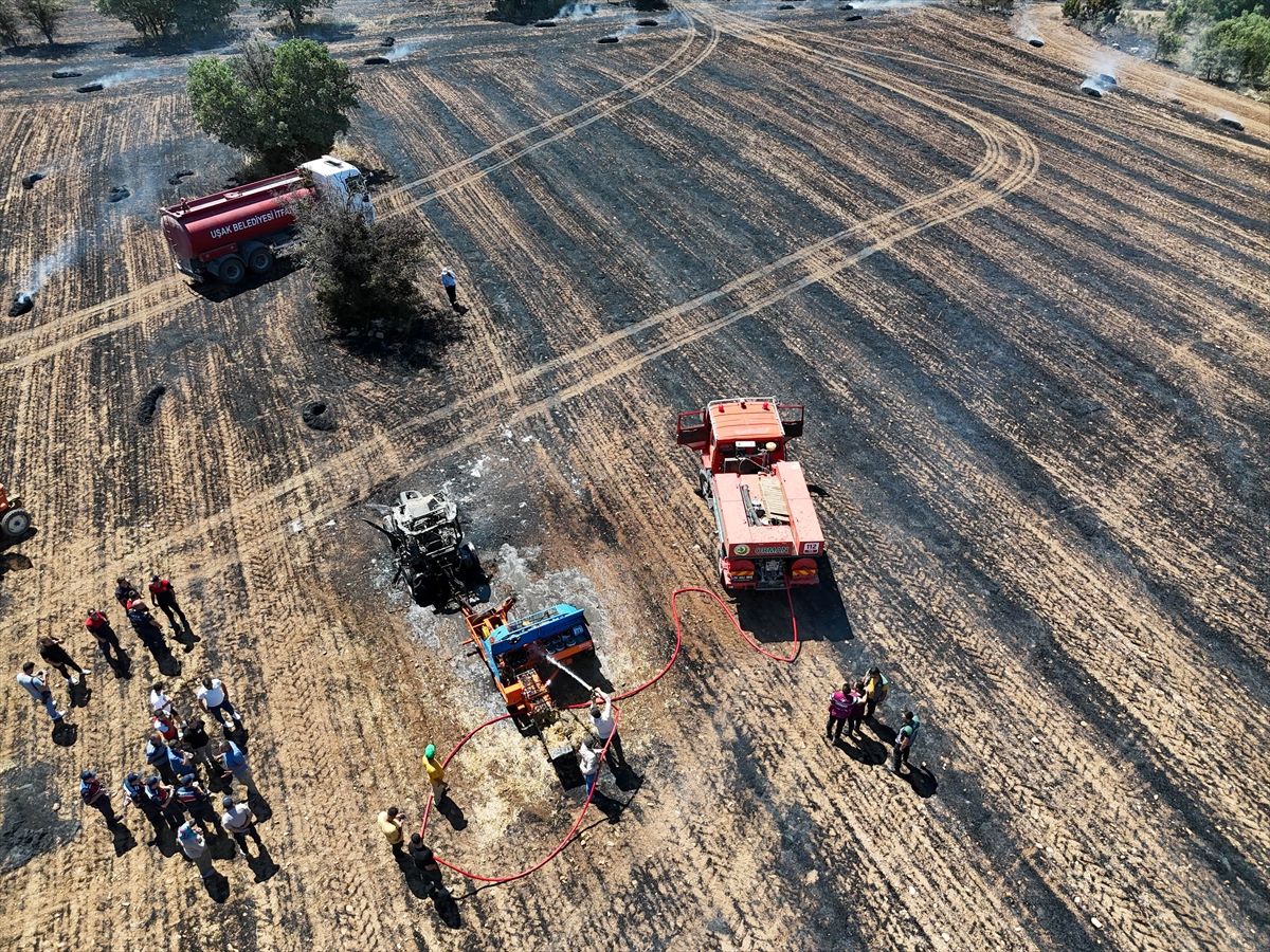Uşak'ta tarım arazilerinde çıkan yangın kontrol altına alındı